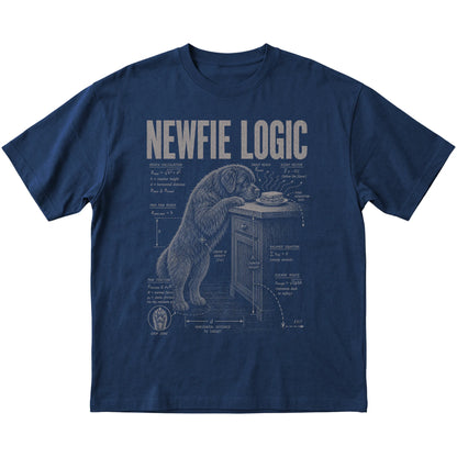 Navy Newfie Logic T-Shirt laid flat