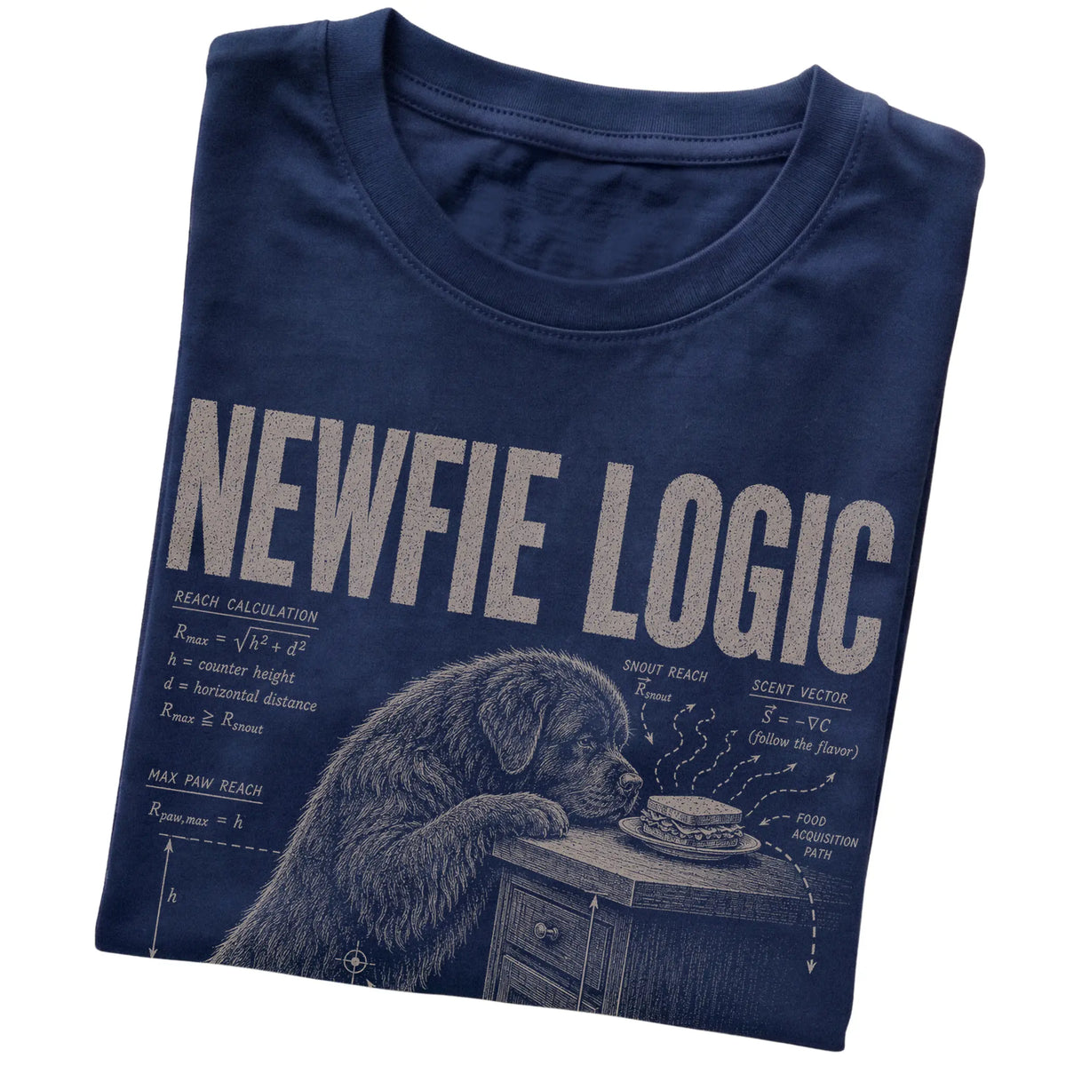 Navy Newfie Logic T-Shirt folded detail