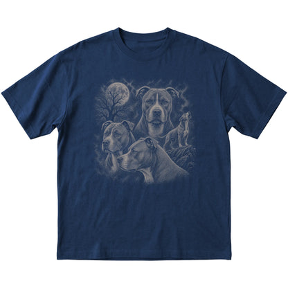 Pitbull 90s Moon T-Shirt in Navy — flat lay