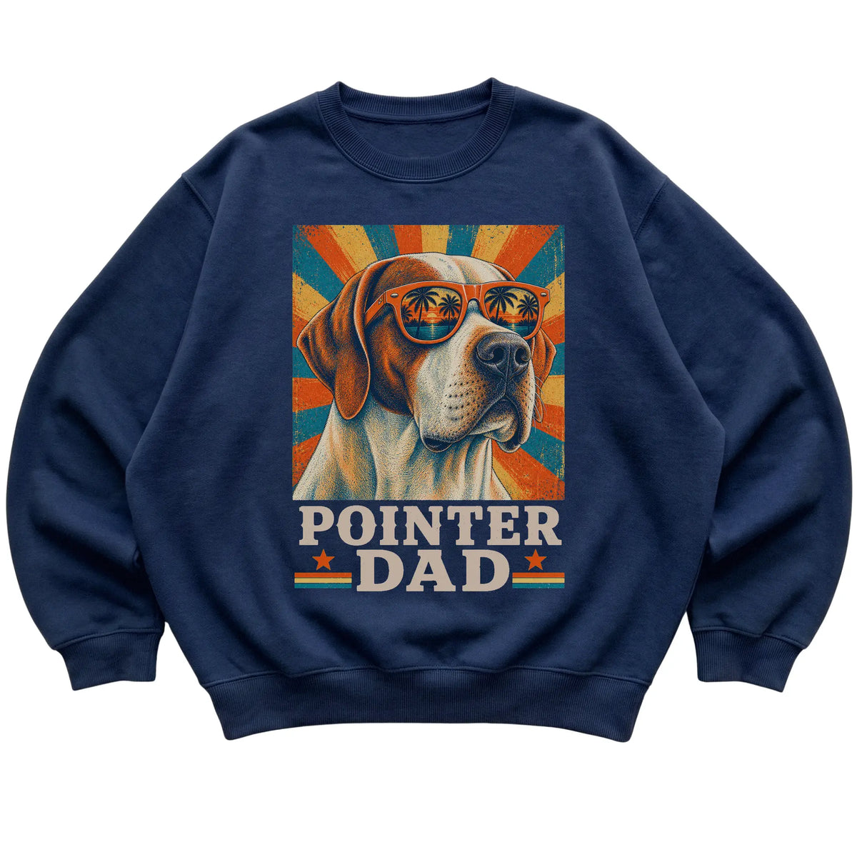 Retro Pointer Dad design on a Navy crewneck sweatshirt