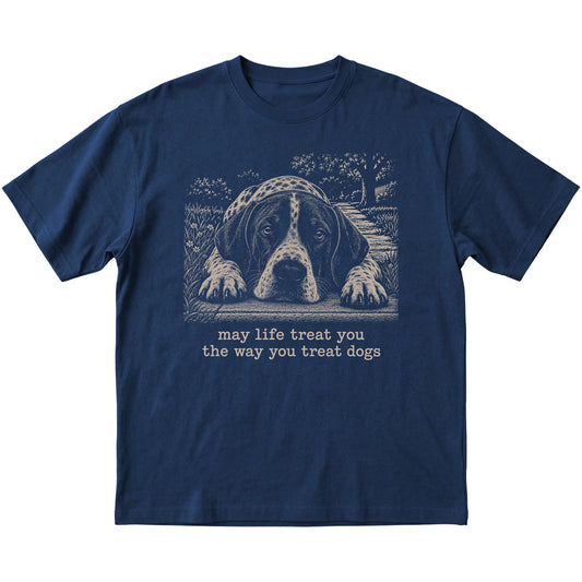 Pointer Karma Softstyle T-shirt in Navy — Flat Lay