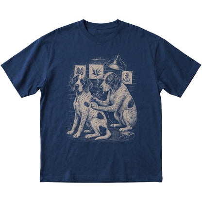 Navy Pointer Dog Tattoo Artist shirt laid flat
