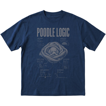 Navy Poodle Logic T-Shirt laid flat