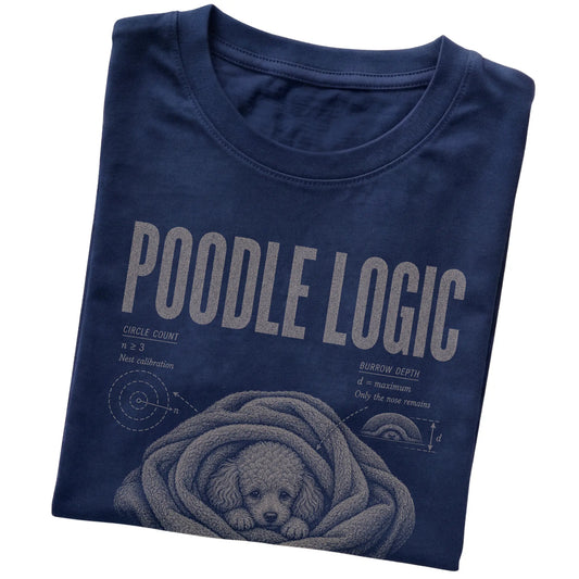 Navy Poodle Logic T-Shirt folded detail