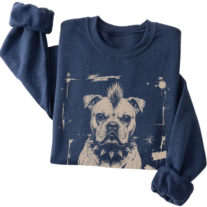 Navy Punk Rock American Bulldog sweatshirt, folded view