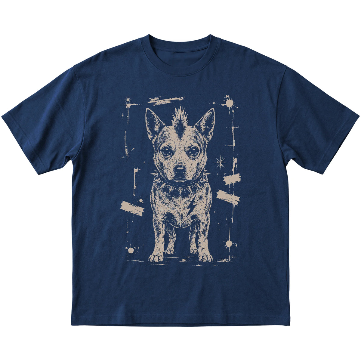 Navy Punk Rock Blue Heeler T-shirt, flat view