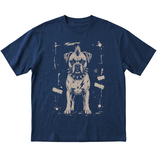 Navy Punk Rock Boxer T-shirt, flat view