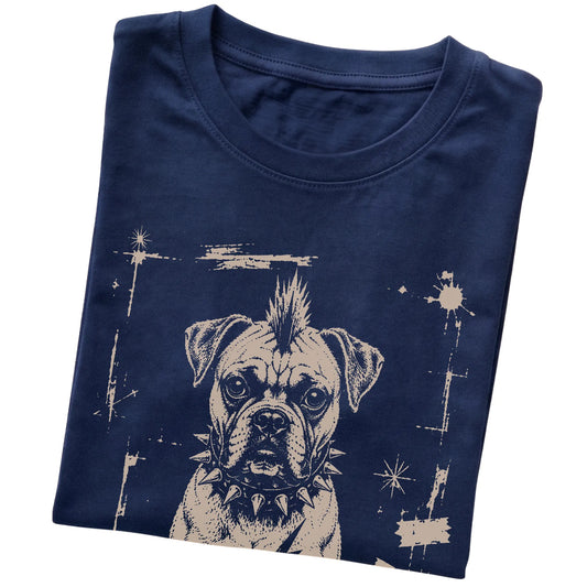 Navy Punk Rock Boxer T-shirt, folded view