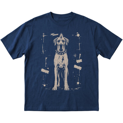 Navy Punk Rock Great Dane T-shirt, flat view
