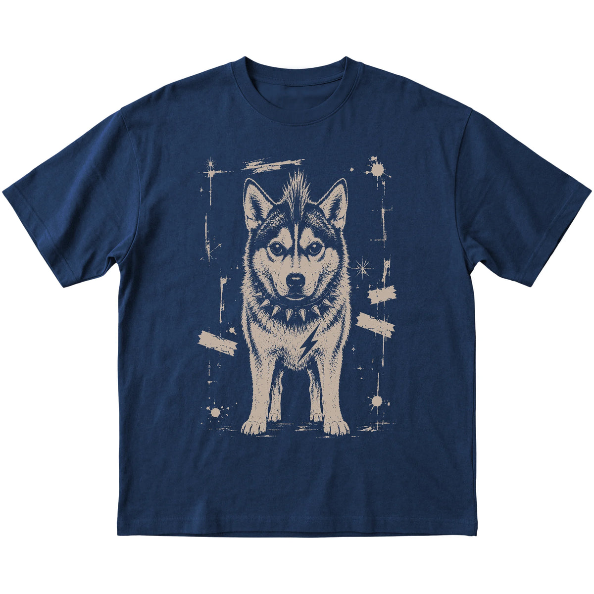 Navy Punk Rock Husky T-shirt, flat view