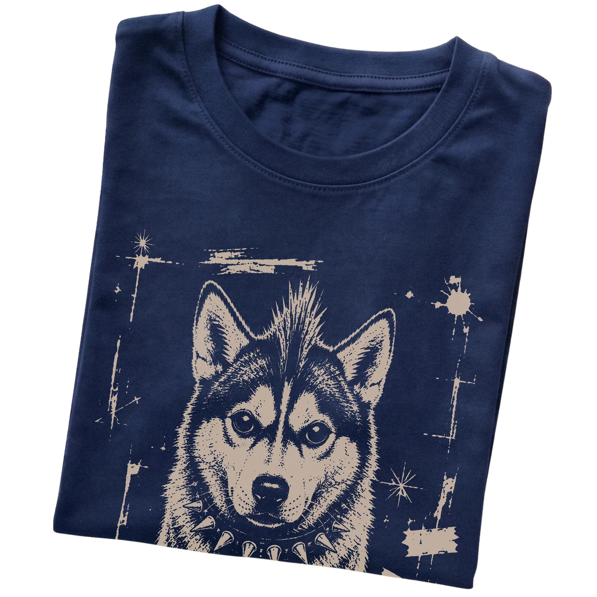 Navy Punk Rock Husky T-shirt, folded view