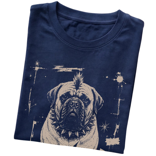 Navy Punk Rock Mastiff T-shirt, folded view