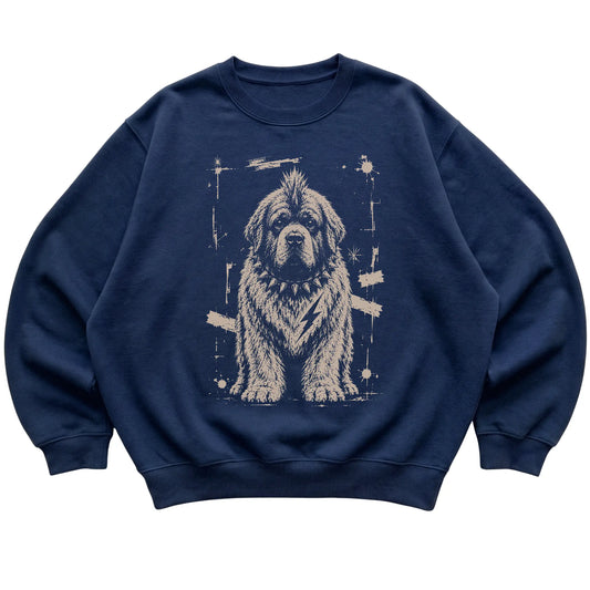 Navy Punk Rock Newfie sweatshirt, flat view