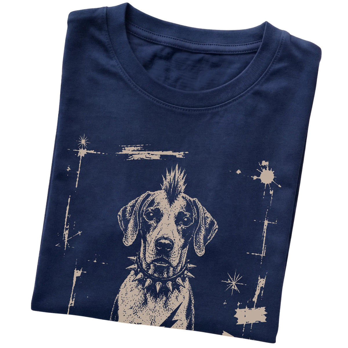 Navy Punk Rock Pointer T-shirt, folded view