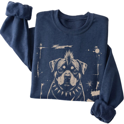 Navy Punk Rock Rottweiler sweatshirt, folded view