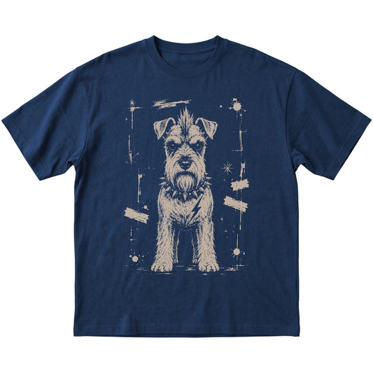 Navy Punk Rock Schnauzer T-shirt, flat view