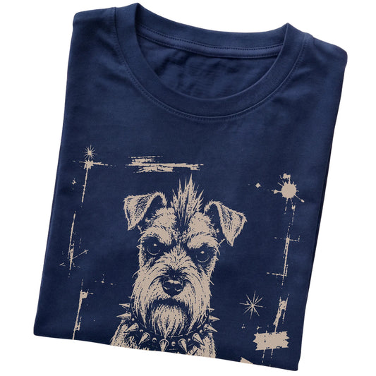 Navy Punk Rock Schnauzer T-shirt, folded view