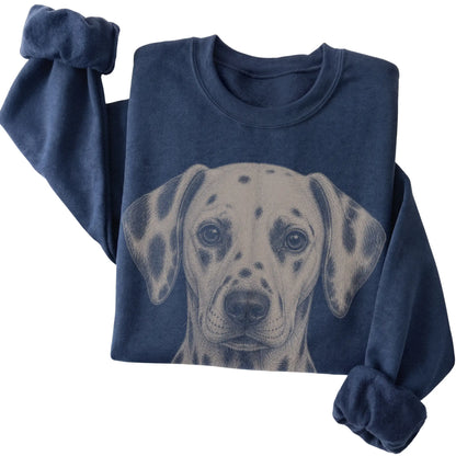 Navy Realistic Drawing Dalmatian sweatshirt, folded view