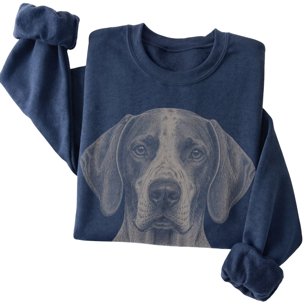 Navy Realistic Drawing Pointer sweatshirt, folded view