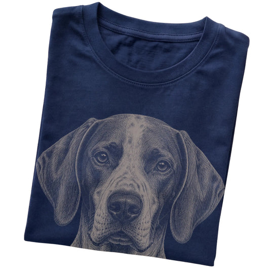 Navy Realistic Drawing Pointer T-shirt, folded view