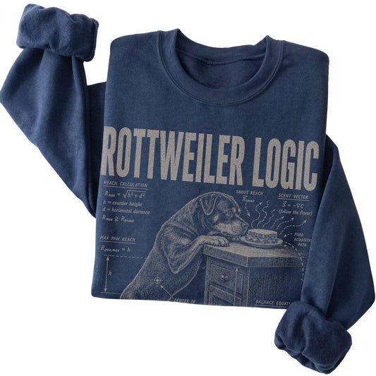 Navy Rottweiler Logic sweatshirt folded detail