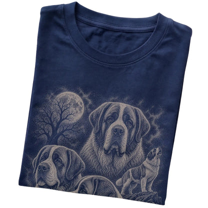 Saint Bernard 90s Moon T-Shirt in Navy — folded detail