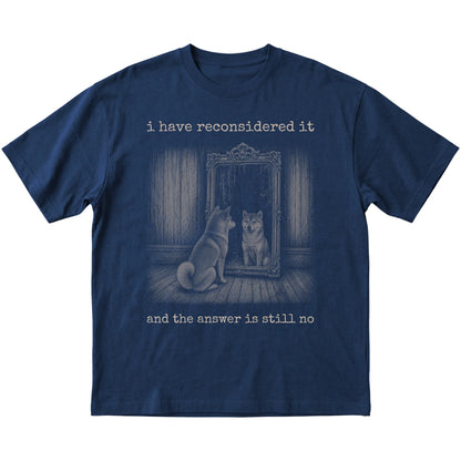 Navy Shiba Inu The Answer Is Still No T-shirt, flat view