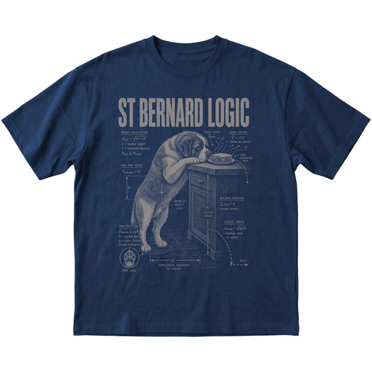 Navy St Bernard Logic T-Shirt laid flat
