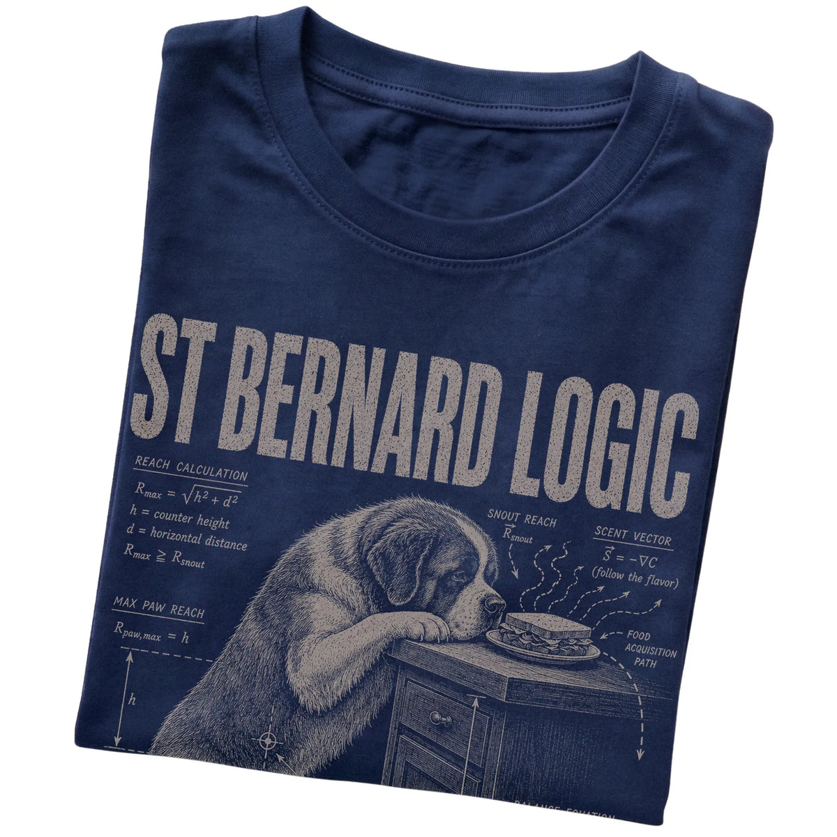 Navy St Bernard Logic T-Shirt folded detail