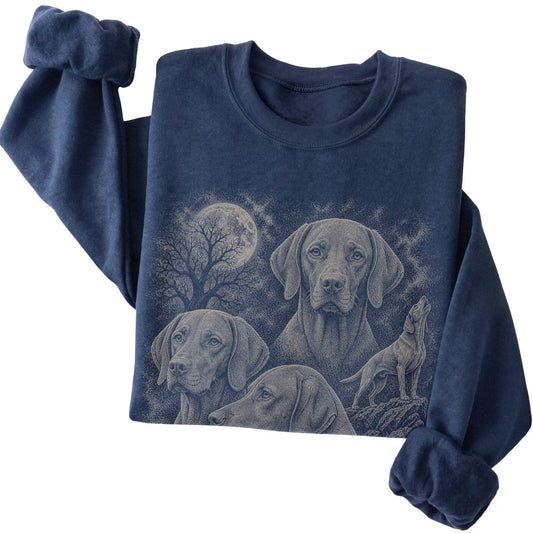 Vizsla 90s Moon Sweatshirt in Navy — folded detail