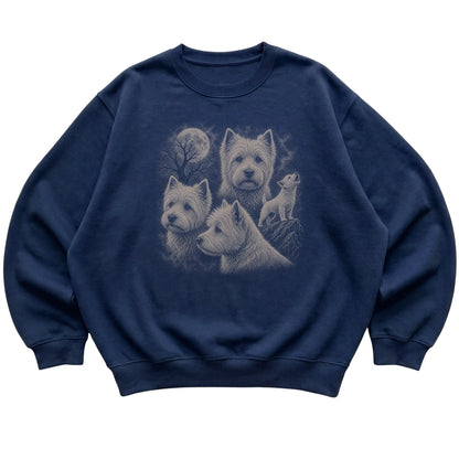 Westie 90s Moon Sweatshirt in Navy — flat lay