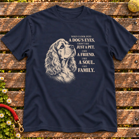 Navy Gildan® Softstyle T-shirt featuring the Cocker Spaniel More Than a Pet design.