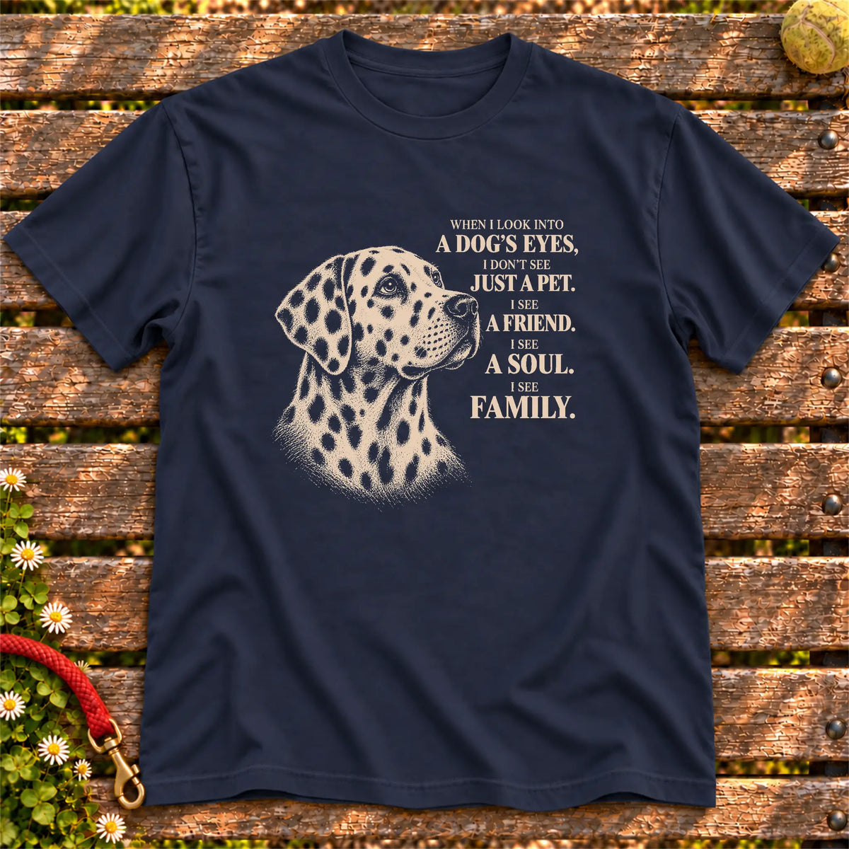 Navy Gildan® Softstyle T-shirt featuring the Dalmatian More Than a Pet design.