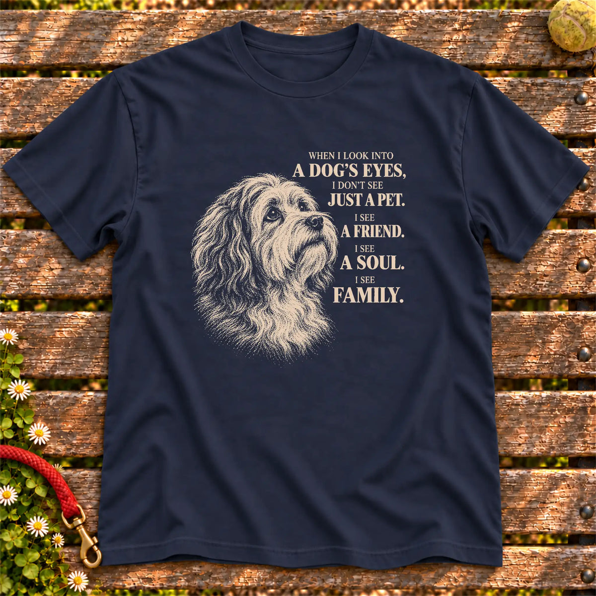 Navy Gildan® Softstyle T-shirt featuring the Havanese More Than a Pet design.