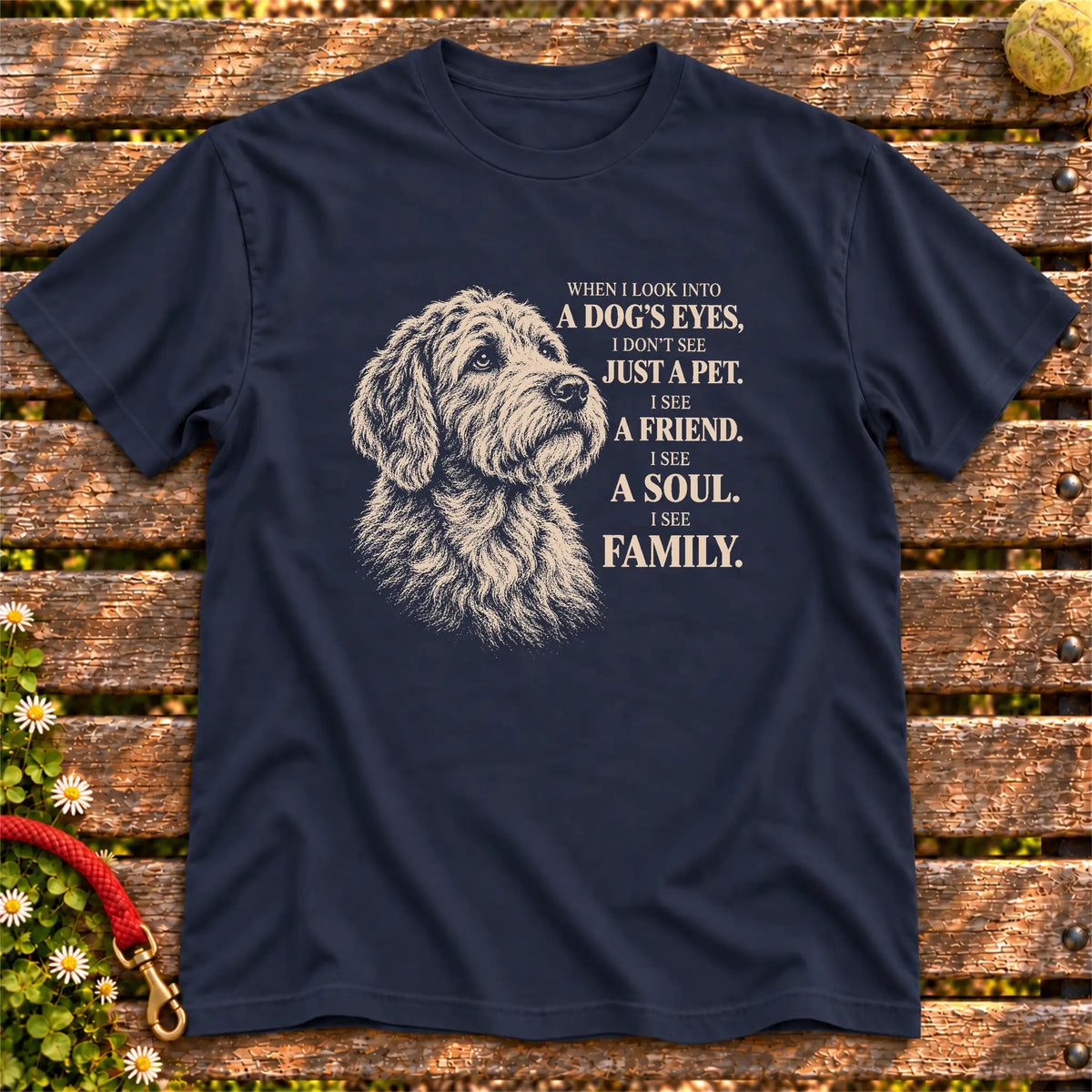 Navy Gildan® Softstyle T-shirt featuring the Labradoodle More Than a Pet design.