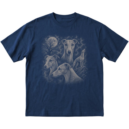 Whippet 90s Moon T-Shirt in Navy — flat lay