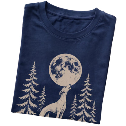 Whippet Howling at the Moon softstyle T-shirt in Navy