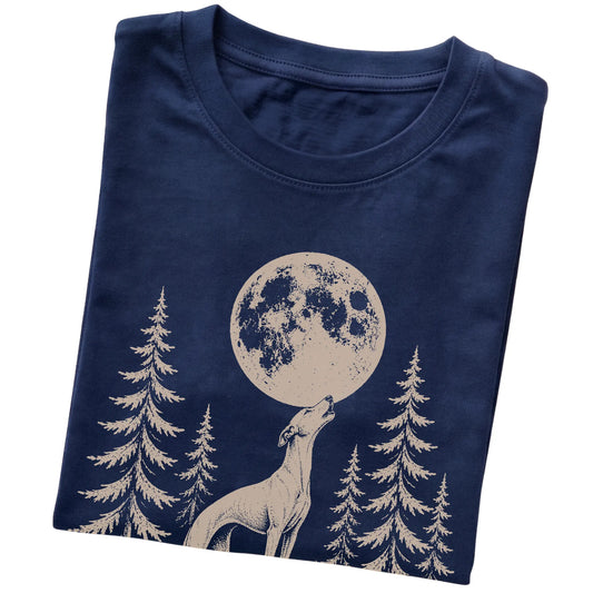 Whippet Howling at the Moon softstyle T-shirt in Navy