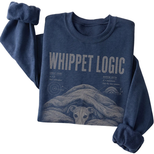 Navy Whippet Logic sweatshirt folded detail