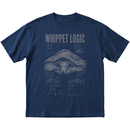 Navy Whippet Logic T-Shirt laid flat