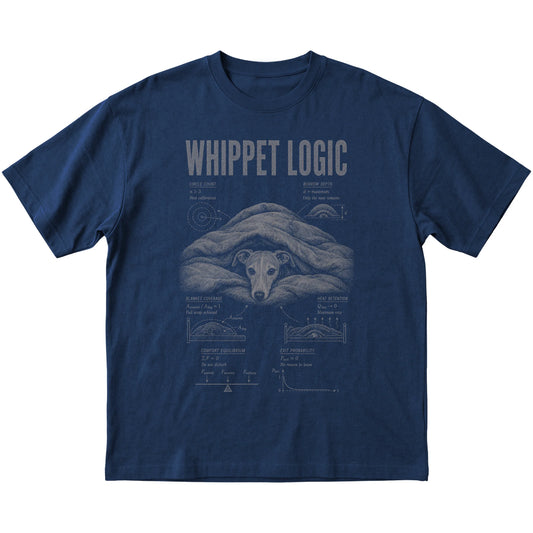 Navy Whippet Logic T-Shirt laid flat