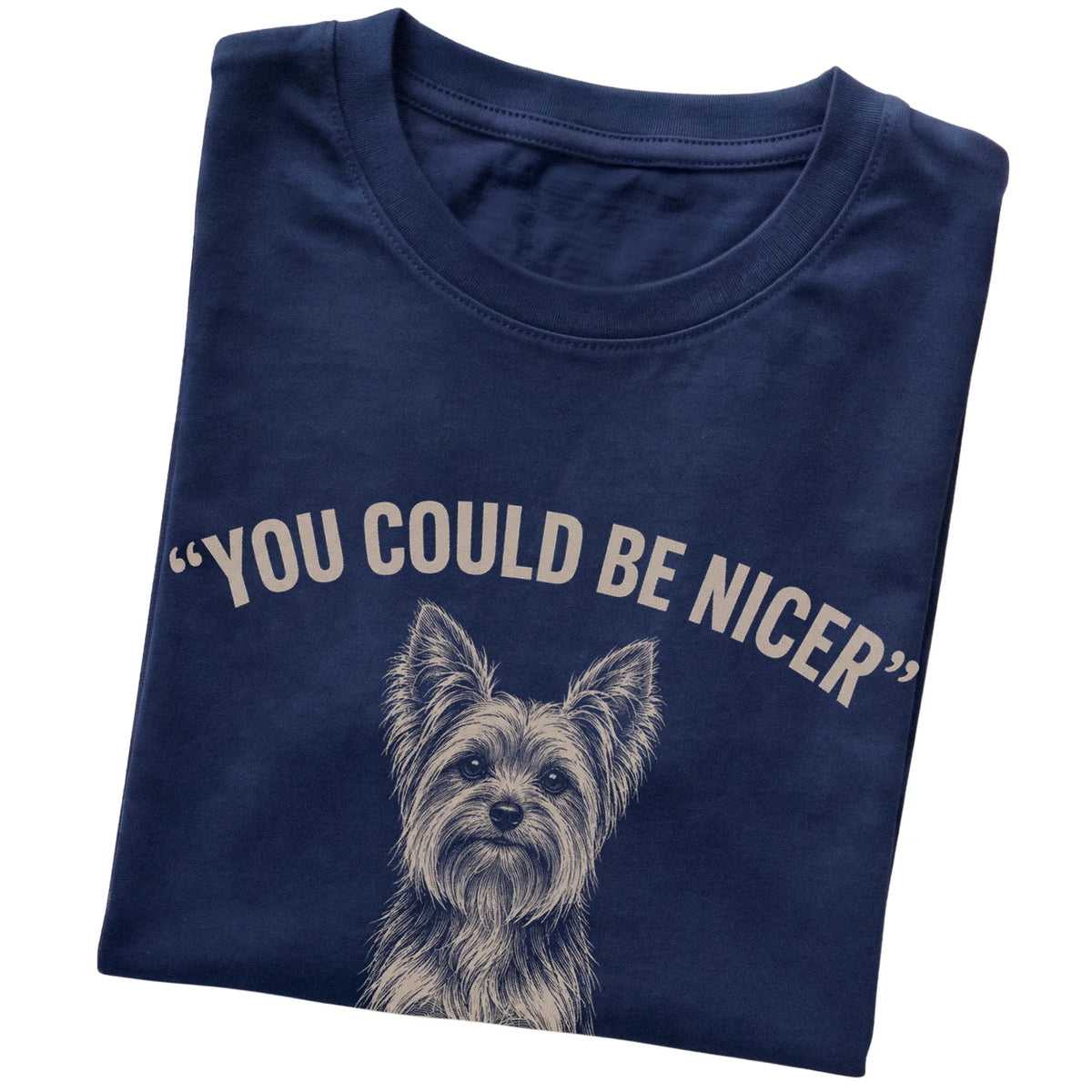 Yorkie Guard Dog T-Shirt in Navy — folded detail