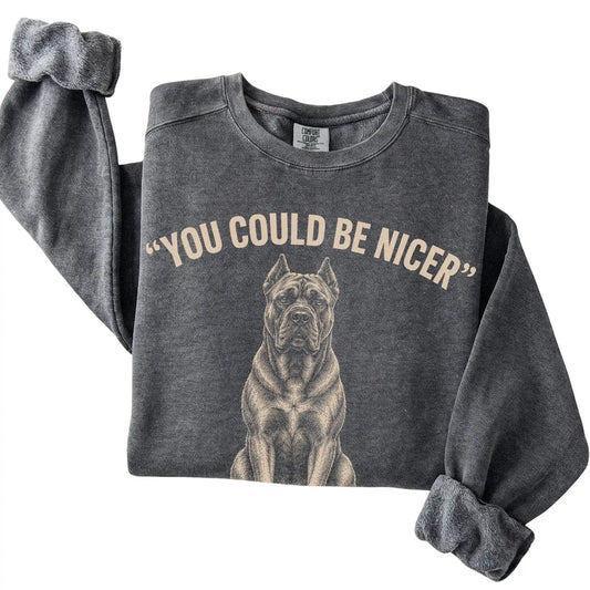 Close view of the Cane Corso Guard Dog sweatshirt in Pepper