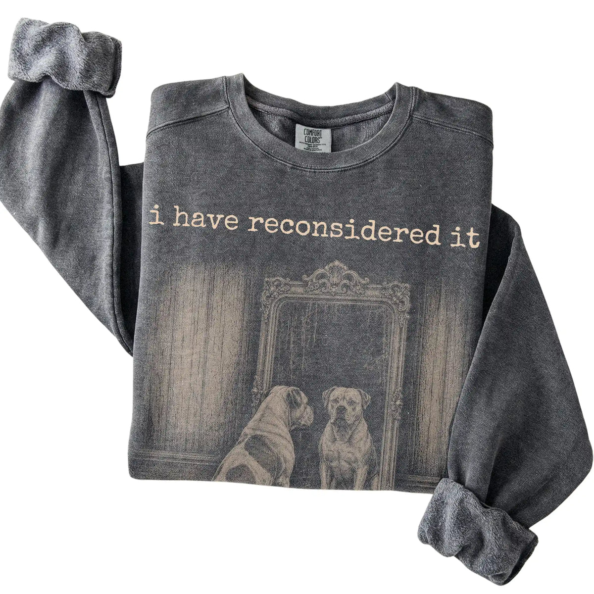 Pepper American Bulldog The Answer Is Still No Comfort Colors sweatshirt, folded view