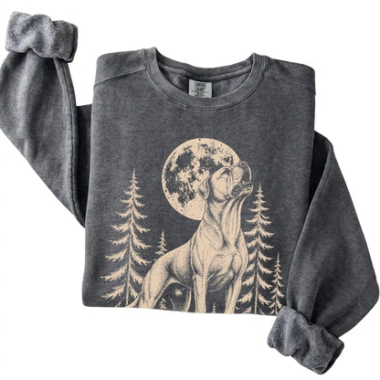 American Bulldog Howling at the Moon Comfort Colors sweatshirt in Pepper