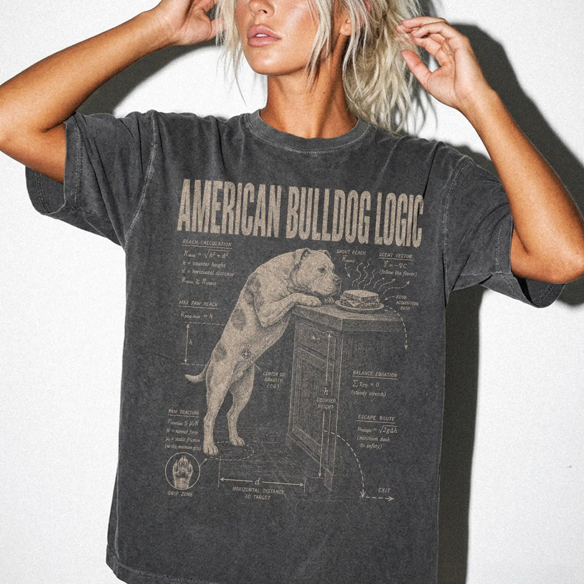 Person wearing a Pepper American Bulldog Logic t-shirt