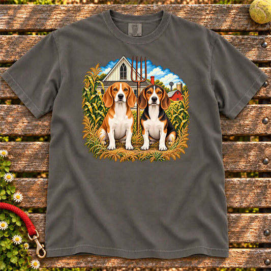 American Dogthic Beagle farmhouse design on a Pepper Comfort Colors® T-shirt