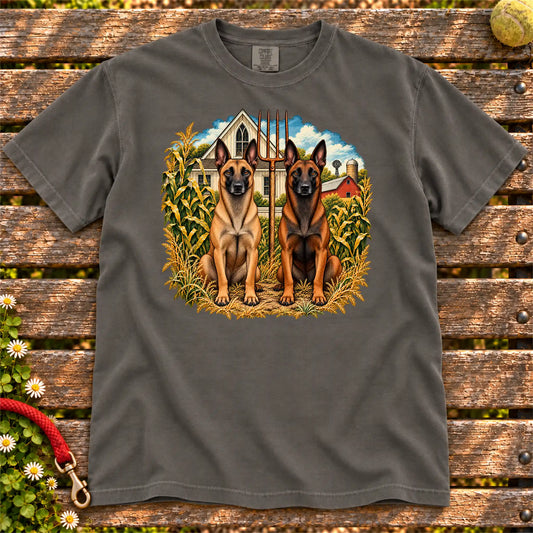 American Dogthic Belgian Malinois farmhouse design on a Pepper Comfort Colors® T-shirt
