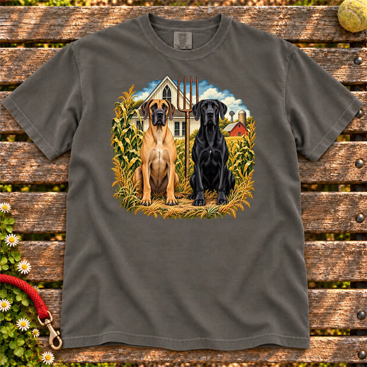 American Dogthic Great Dane farmhouse design on a Pepper Comfort Colors® T-shirt