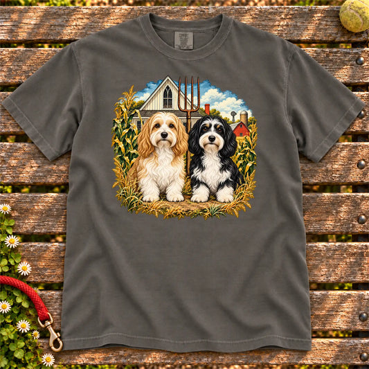 American Dogthic Havanese farmhouse design on a Pepper Comfort Colors® T-shirt